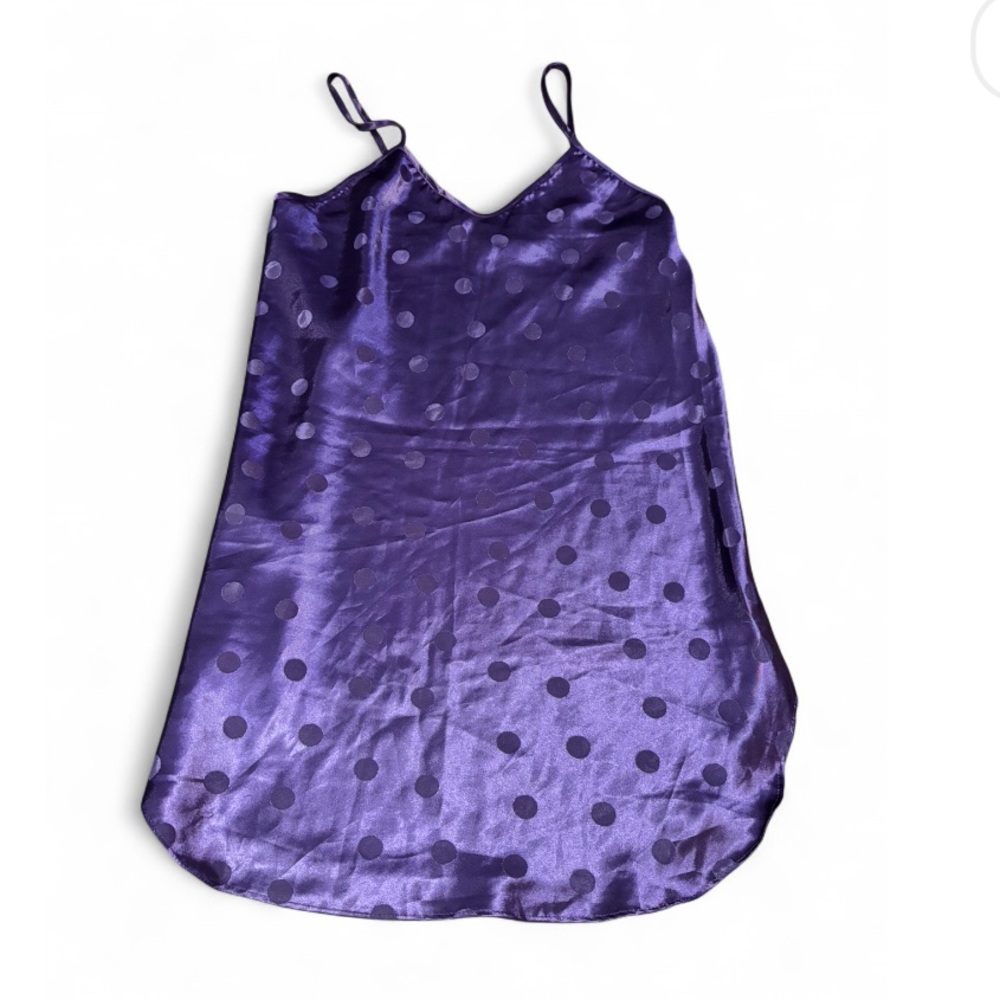 Vintage Kristine Tyler Intimates Purple Polka Dot Satin Slip sleepwear